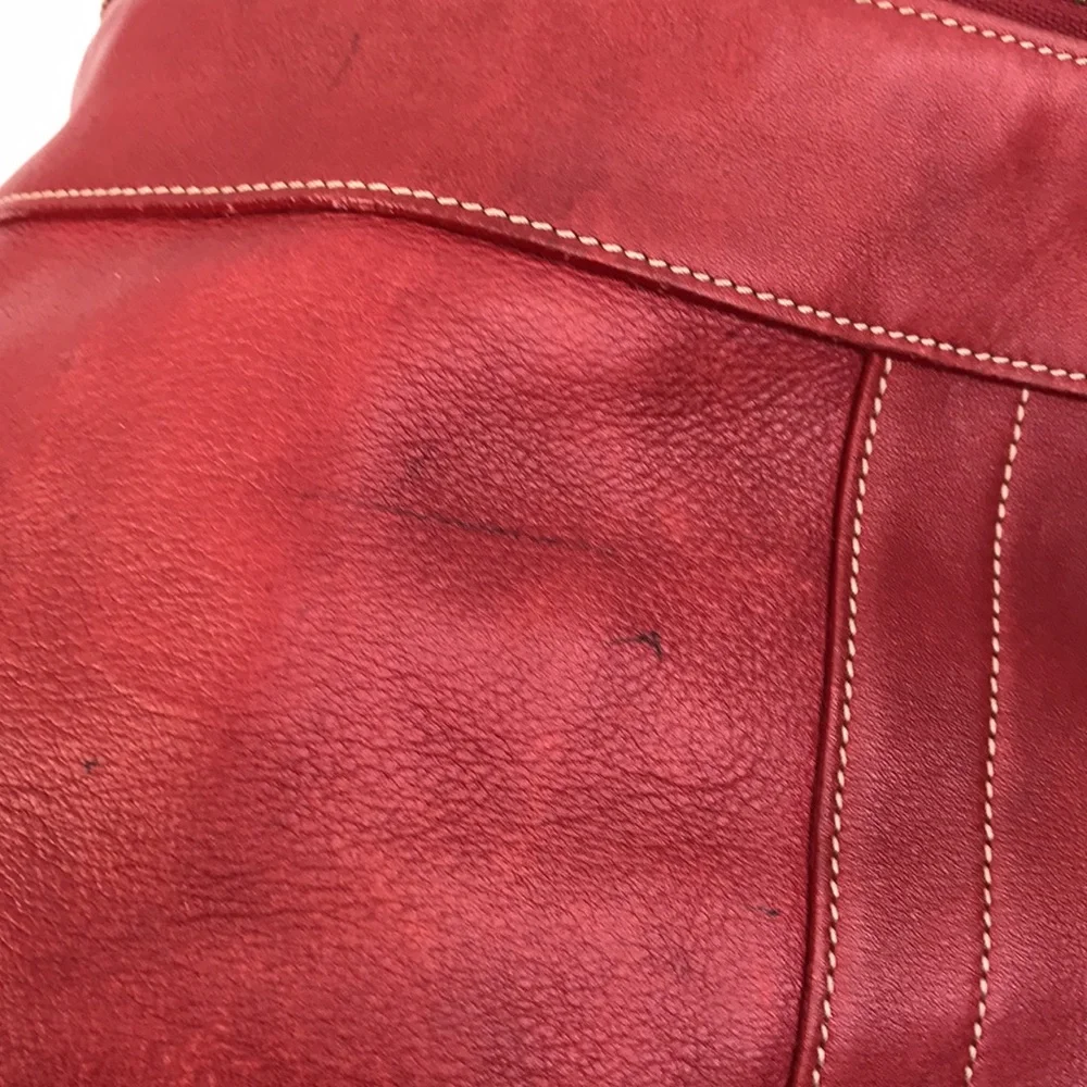 Coach Red Leather Zipper Closure Large Tote Crossbody Shoulder Bag - Vintage